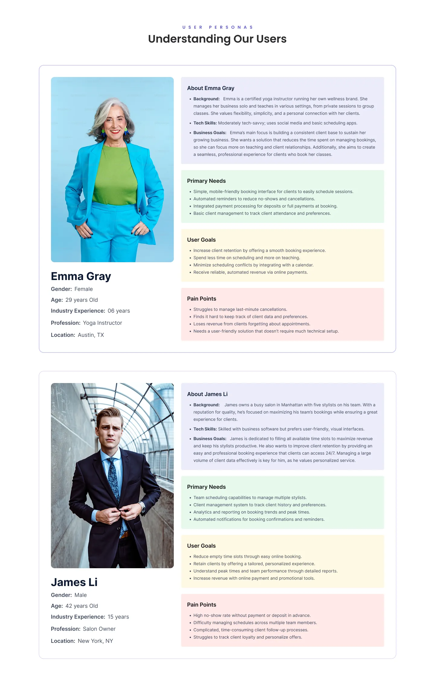 Appointick user personas