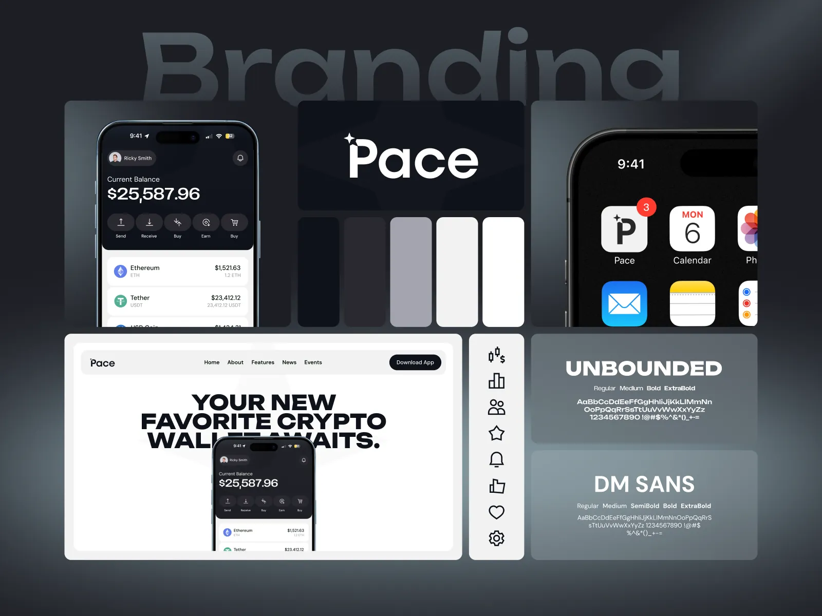 Pace Wallet branding: logo, colors and type