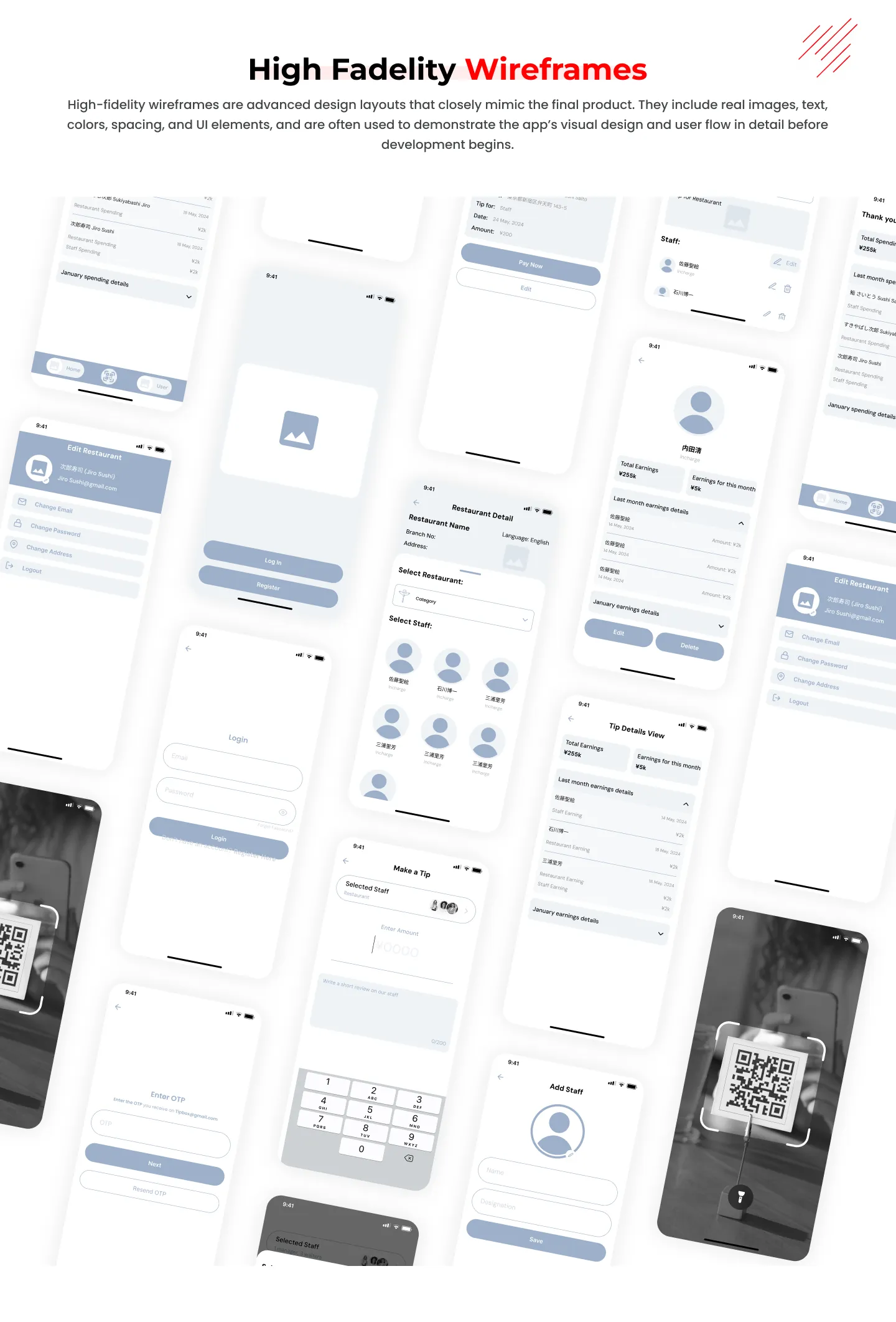 Tipbox high-fidelity wireframes