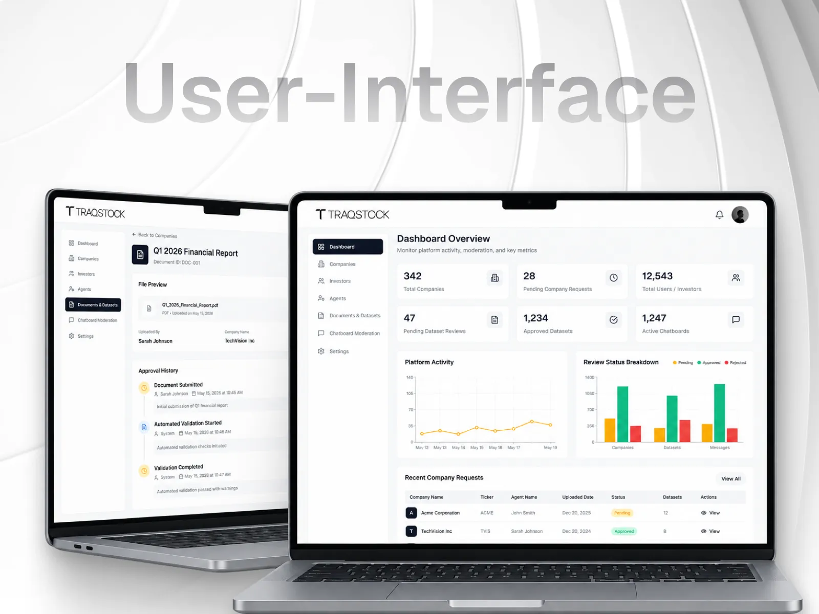 Traqstock dashboard