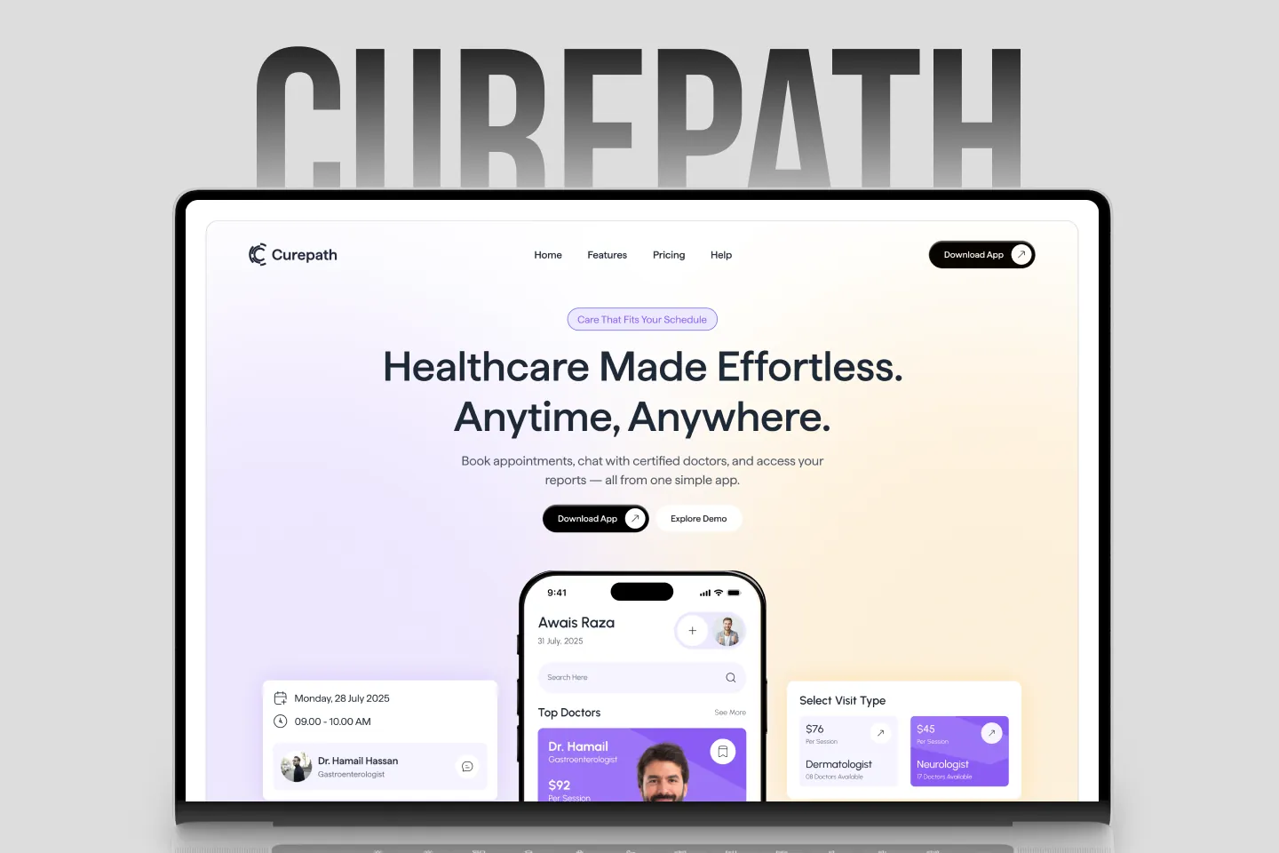 Curepath landing page