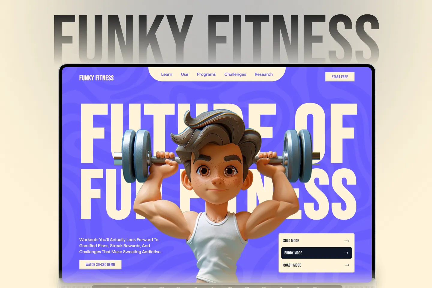 Funky Fitness landing page
